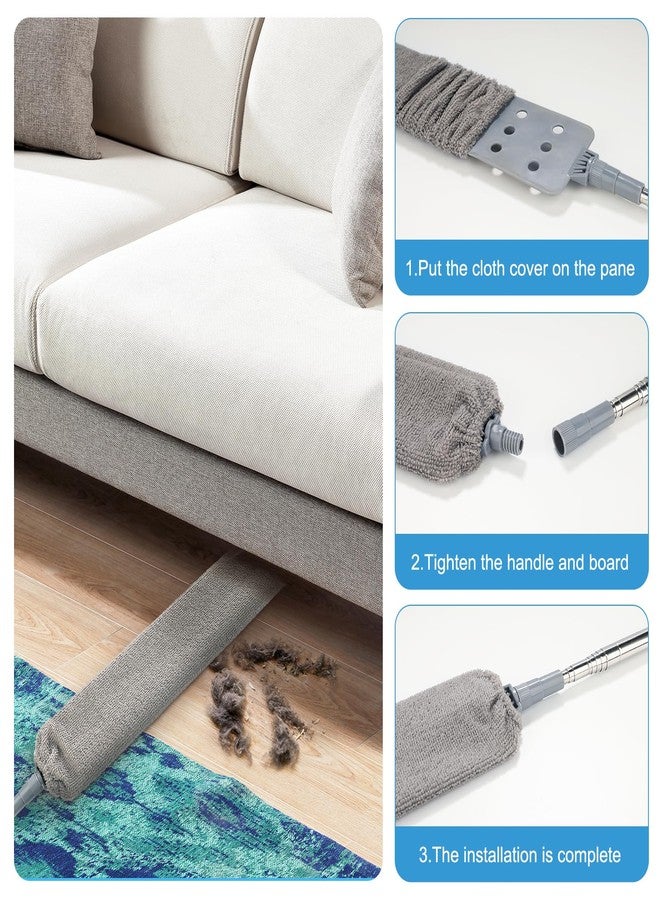 rolyta Retractable Gap Dust Cleaner with 15-98 Inch Extension Pole, Flat Duster for Under Appliances and Furniture, Includes 2 Washable Microfiber Pads for High Ceilings and Hard to Reach Spaces - Image 5